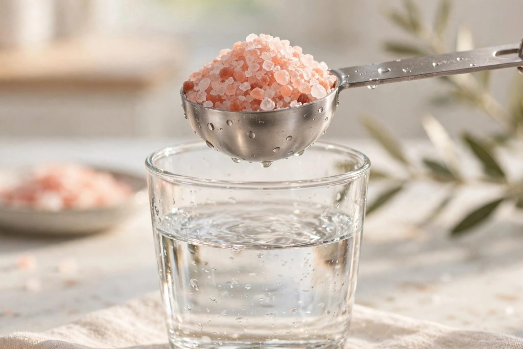 How Much Pink Salt Per Day Is Safe? Dosage & Sodium Limits Explained 3 Measuring teaspoon of pink salt showing the daily dosage
