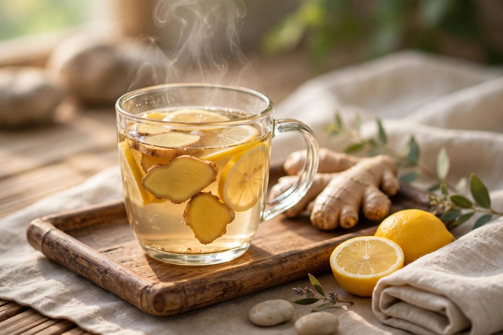 Does Pink Salt Water Help Digestion and Bloating? The Full Picture 2 Warm ginger lemon water for digestion comfort